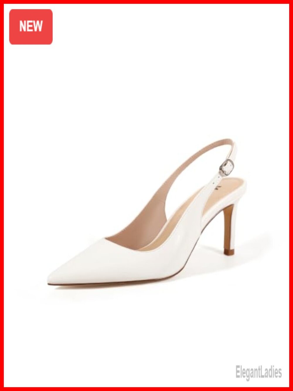 Pointed Toe Slingback Stiletto Heels 3.3 inch Patent Pumps